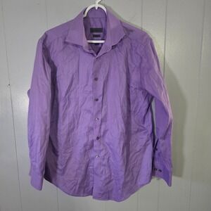 Calvin Klein Mens 16.5 32/33 Slim Fit NonIron Purple Button Down Shirt 80s 2 Ply